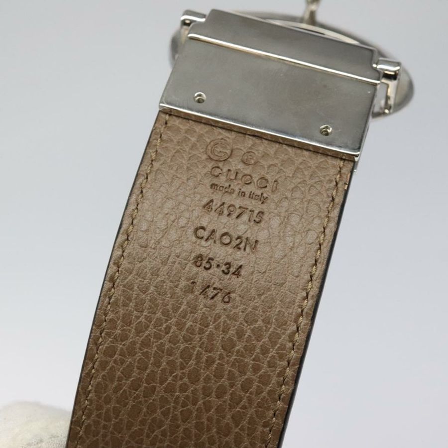 【日本直送】GUCCI 皮帶 真皮 暢貨 37.4吋 黑色 銀色 449715 Auth am8061-9
