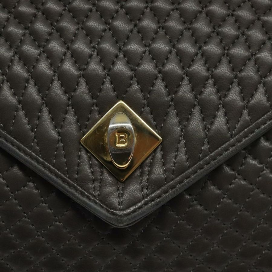 【日本直送】BALLY 絎縫手提包 皮革 灰色 金色 正品 BA1327-8