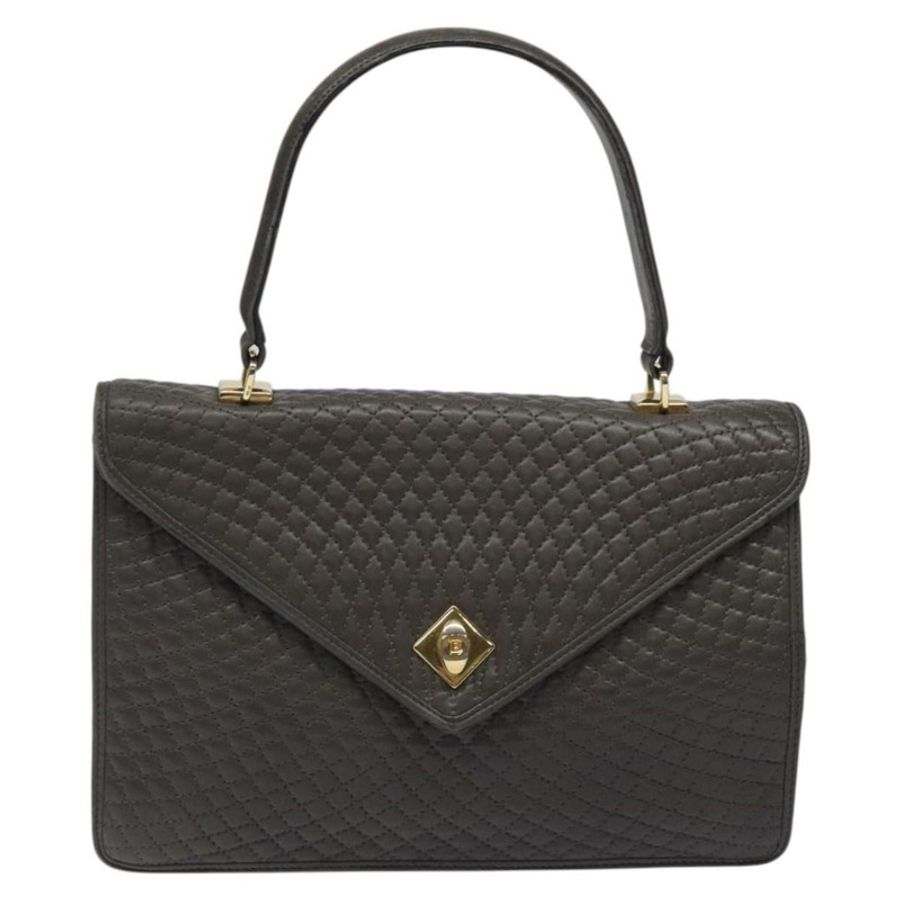 【日本直送】BALLY 絎縫手提包 皮革 灰色 金色 正品 BA1327-12