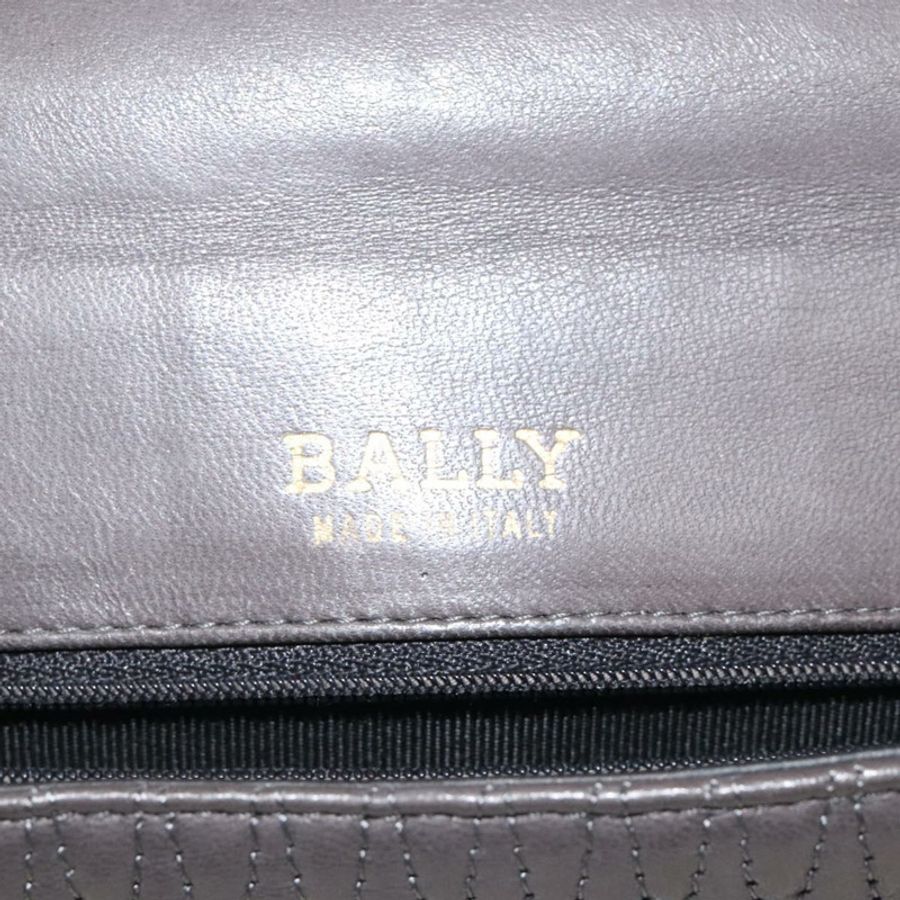 【日本直送】BALLY 絎縫手提包 皮革 灰色 金色 正品 BA1327-17