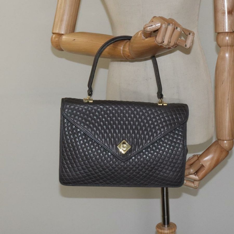 【日本直送】BALLY 絎縫手提包 皮革 灰色 金色 正品 BA1327-21