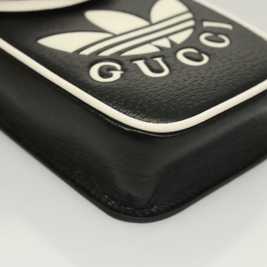 【日本直送】GUCCI Adidas聯名單肩包，皮革材質，黑色金色，正品 bs24542-6