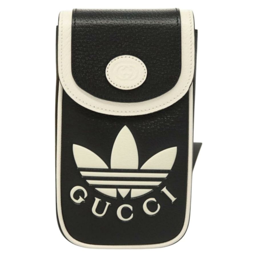【日本直送】GUCCI Adidas聯名單肩包，皮革材質，黑色金色，正品 bs24542-12