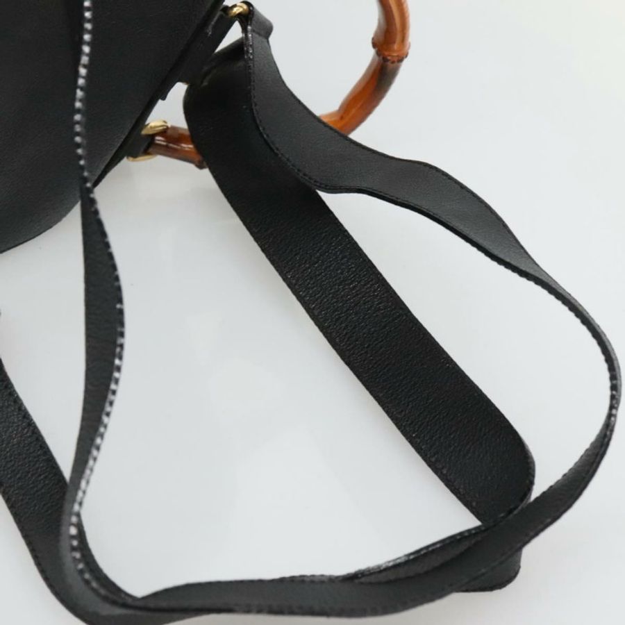 【日本直送】GUCCI 竹編雙肩包 絨面革 黑色 金色 正品 120117-14