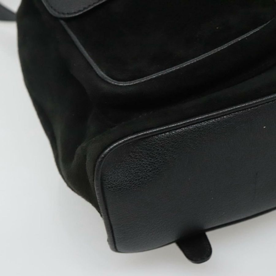 【日本直送】GUCCI 竹編雙肩包 絨面革 黑色 金色 正品 120117-16