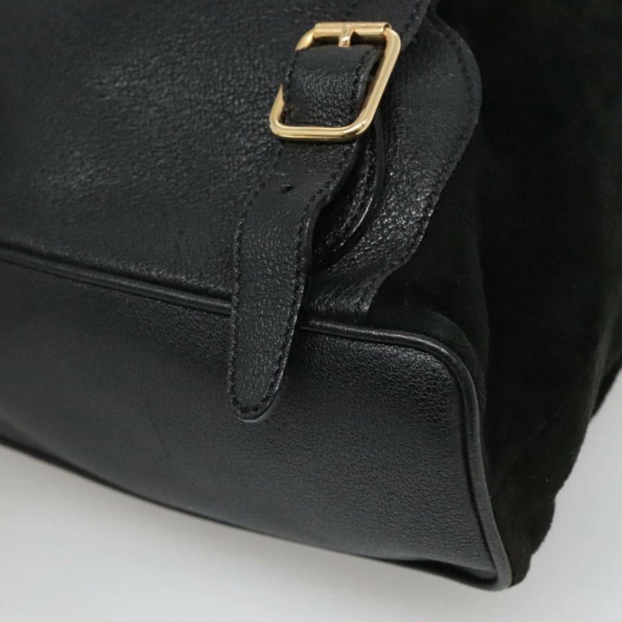 【日本直送】GUCCI 竹編雙肩包 絨面革 黑色 金色 正品 120117-17