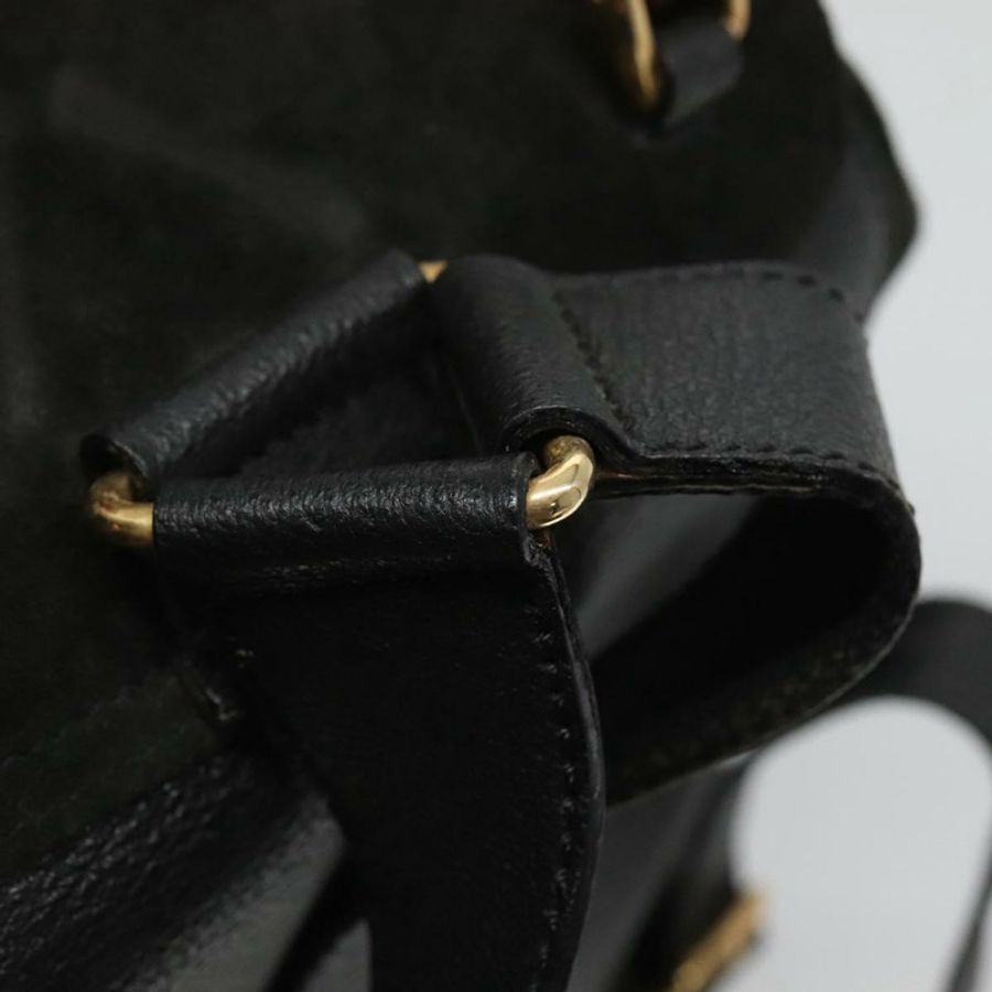 【日本直送】GUCCI 竹編雙肩包 絨面革 黑色 金色 正品 120117-19