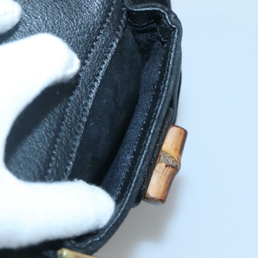 【日本直送】GUCCI 竹編雙肩包 絨面革 黑色 金色 正品 120117-24