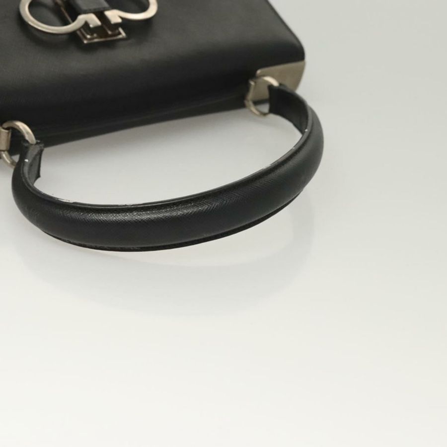【日本直送】Salvatore Ferragamo Gancini 手提包 皮革 黑色 銀色 正品 119734-6