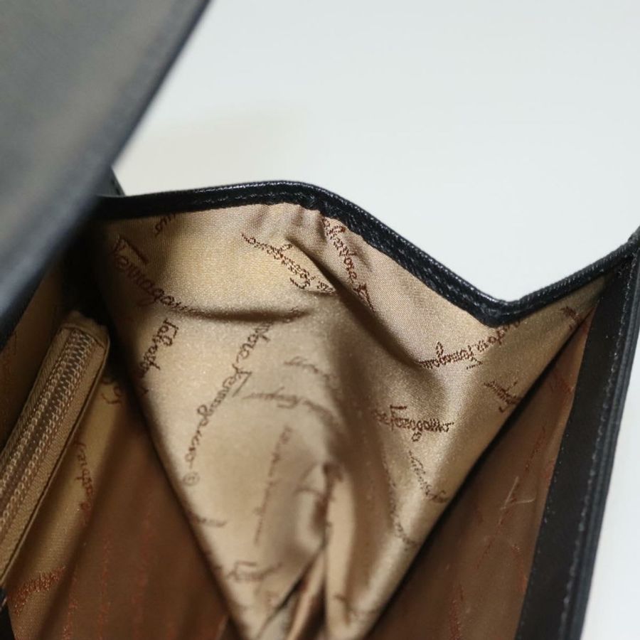 【日本直送】Salvatore Ferragamo Gancini 手提包 皮革 黑色 銀色 正品 119734-18