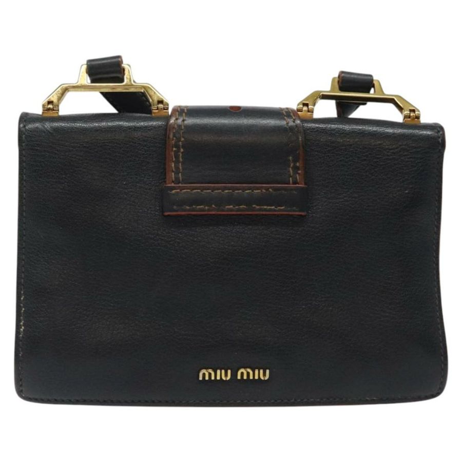 【日本直送】Miu Miu 黑色金色皮革肩背包,正品編號 120386-1