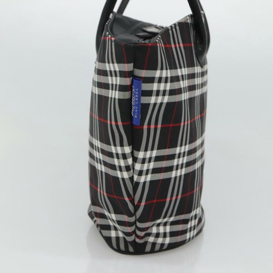 【日本直送】Burberrys Nova Check Blue Label 托特包 尼龍 黑色 銀色 Auth kk486-3