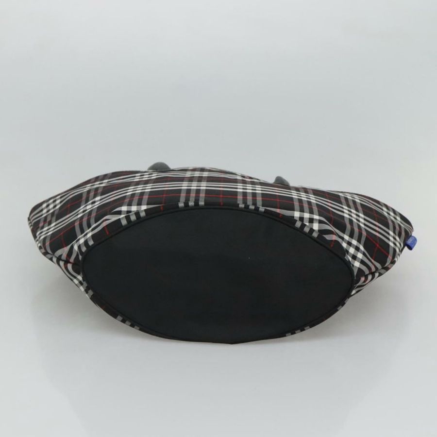 【日本直送】Burberrys Nova Check Blue Label 托特包 尼龍 黑色 銀色 Auth kk486-4