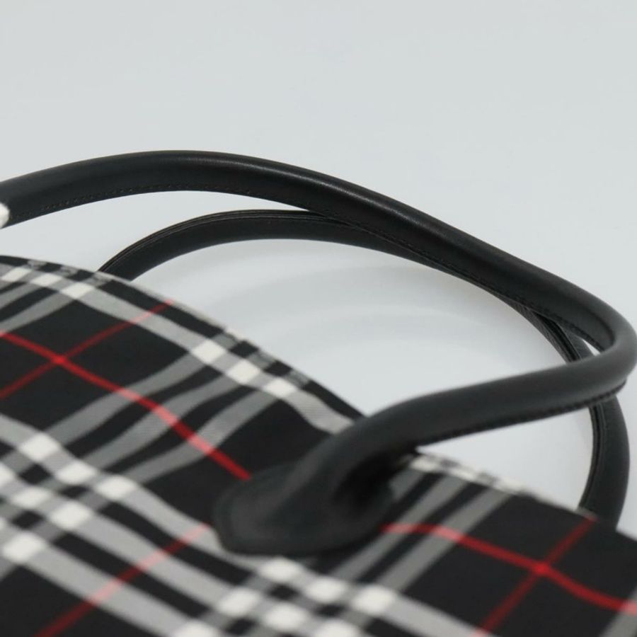 【日本直送】Burberrys Nova Check Blue Label 托特包 尼龍 黑色 銀色 Auth kk486-7