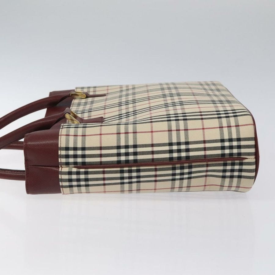 【日本直送】BURBERRY Nova 格紋手提包 帆布 米色 金色 正品 119890-3