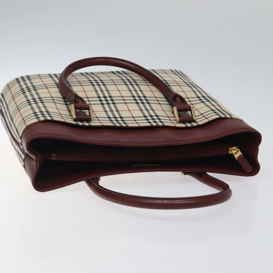【日本直送】BURBERRY Nova 格紋手提包 帆布 米色 金色 正品 119890-5