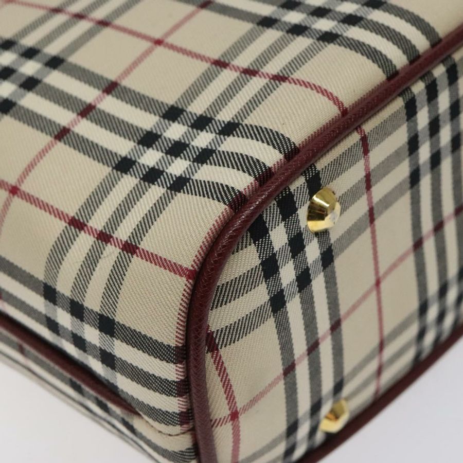【日本直送】BURBERRY Nova 格紋手提包 帆布 米色 金色 正品 119890-8