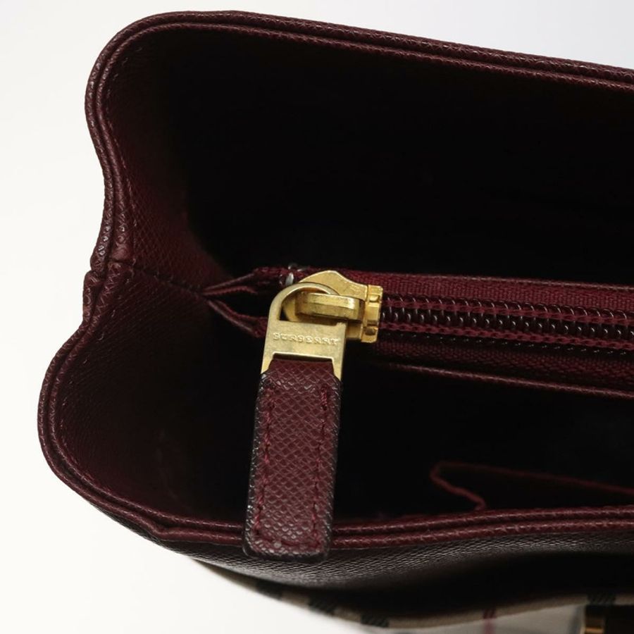 【日本直送】BURBERRY Nova 格紋手提包 帆布 米色 金色 正品 119890-10