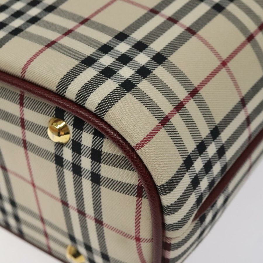 【日本直送】BURBERRY Nova 格紋手提包 帆布 米色 金色 正品 119890-13