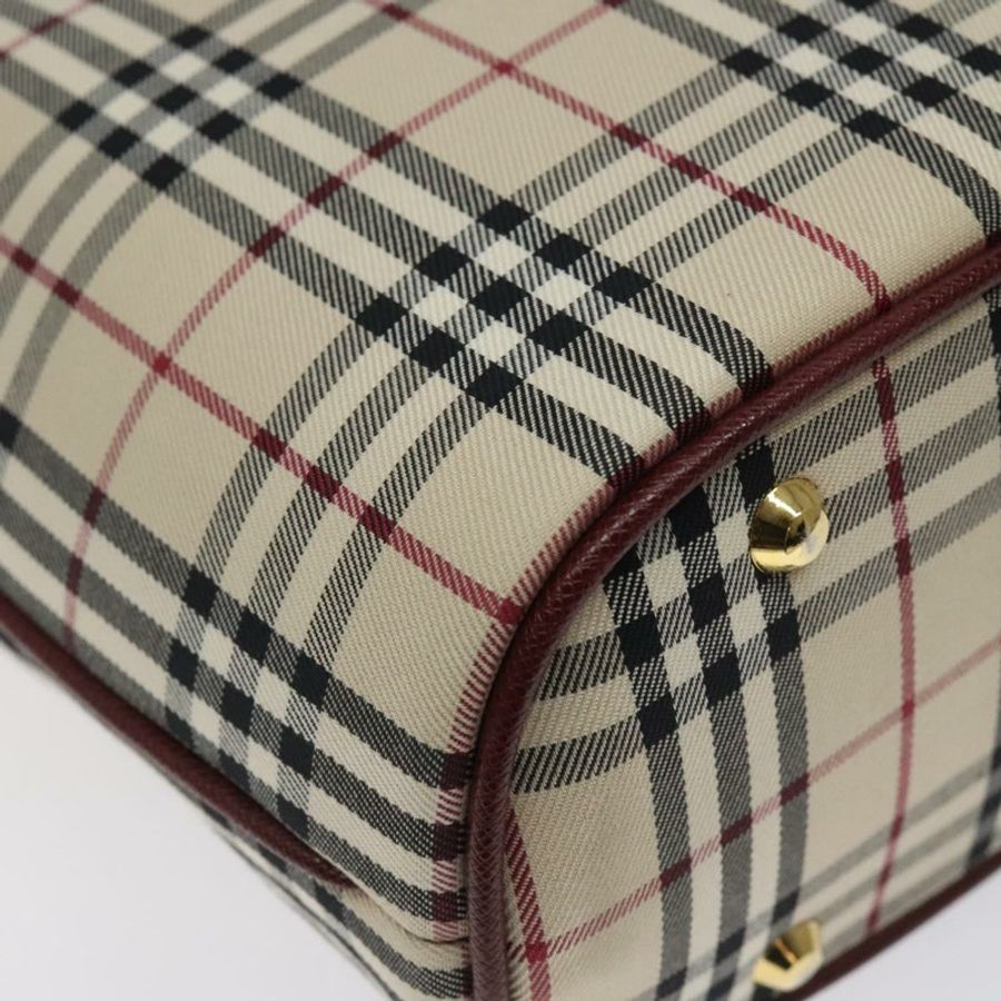 【日本直送】BURBERRY Nova 格紋手提包 帆布 米色 金色 正品 119890-14