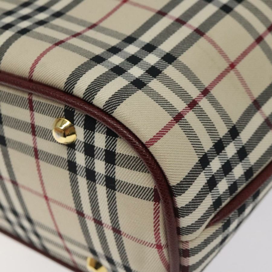 【日本直送】BURBERRY Nova 格紋手提包 帆布 米色 金色 正品 119890-15