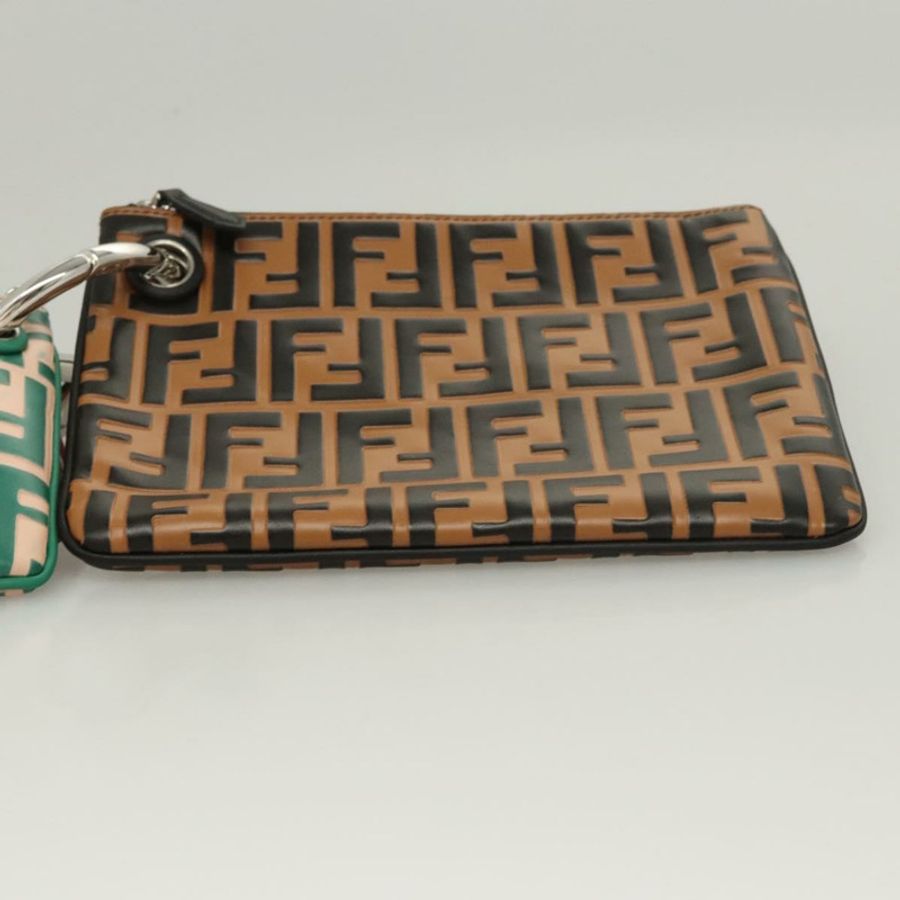 【日本直送】FENDI Zucca帆布三層手拿包 黑色 棕色 紅色 正品 ac3770-5
