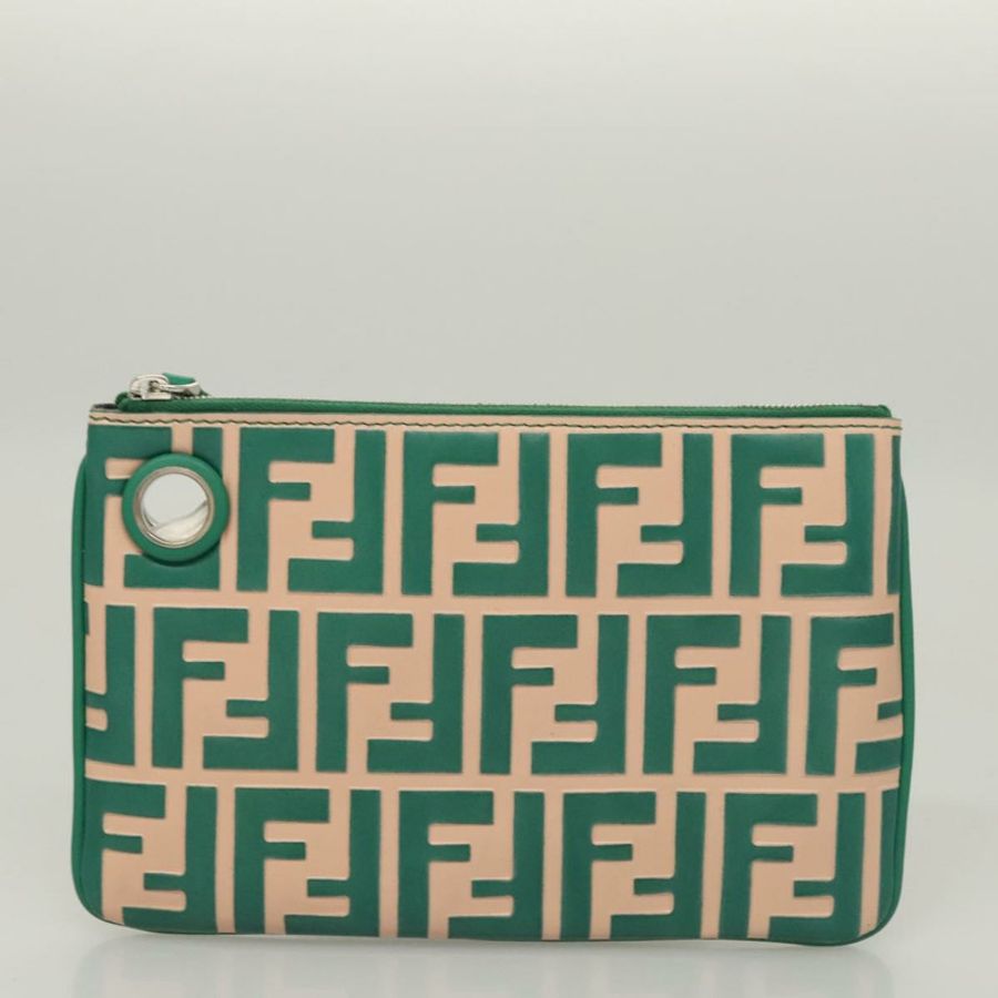 【日本直送】FENDI Zucca帆布三層手拿包 黑色 棕色 紅色 正品 ac3770-11