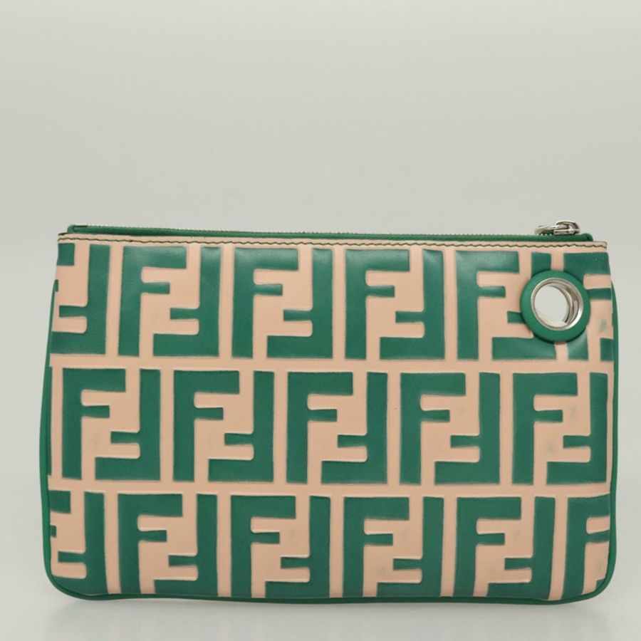 【日本直送】FENDI Zucca帆布三層手拿包 黑色 棕色 紅色 正品 ac3770-12