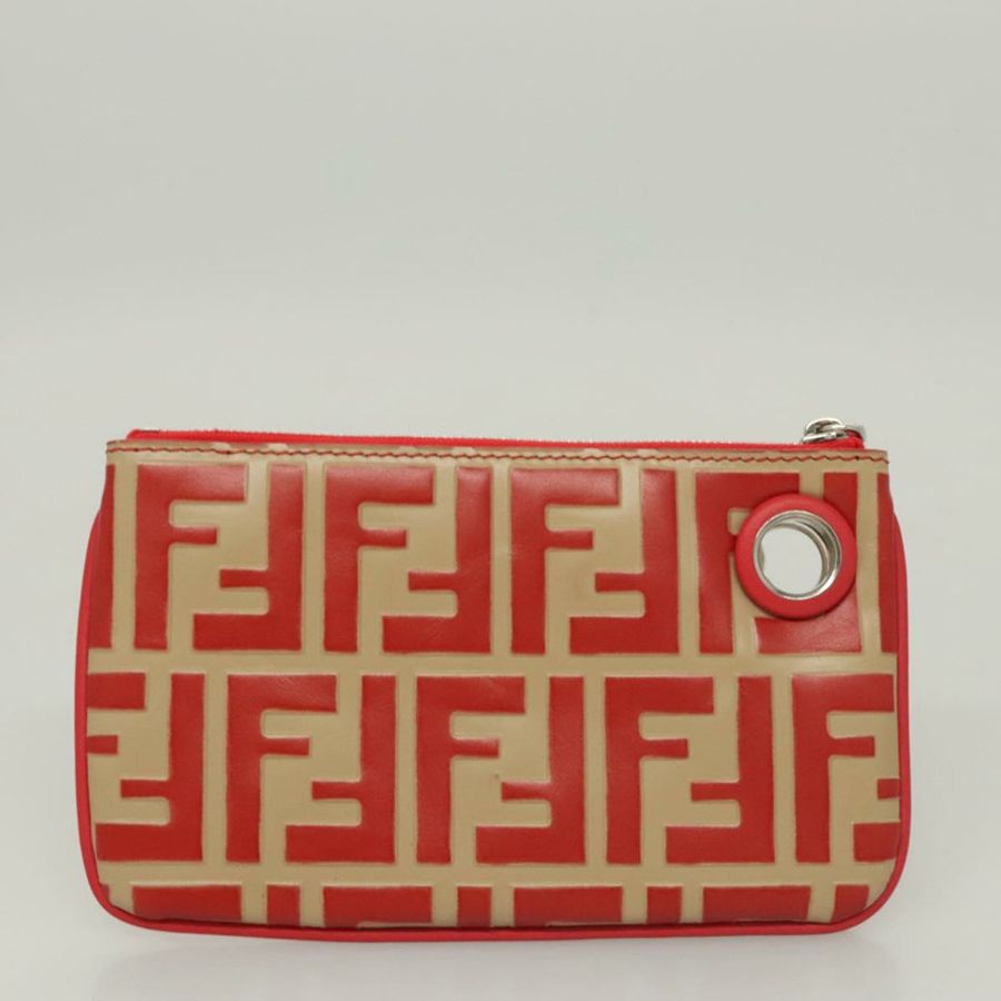 【日本直送】FENDI Zucca帆布三層手拿包 黑色 棕色 紅色 正品 ac3770-19