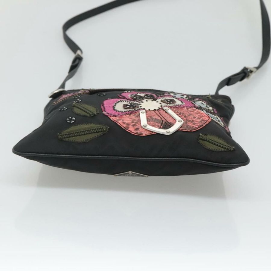 【日本直送】PRADA 蝴蝶肩背包 尼龍 黑色 銀色 正品 120559-4