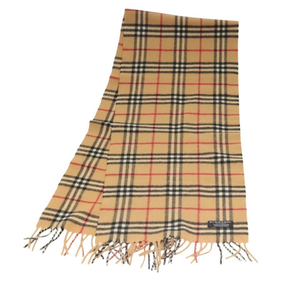 【日本直送】BURBERRY Nova 格紋圍巾 羊絨米色 正品 am8281-0