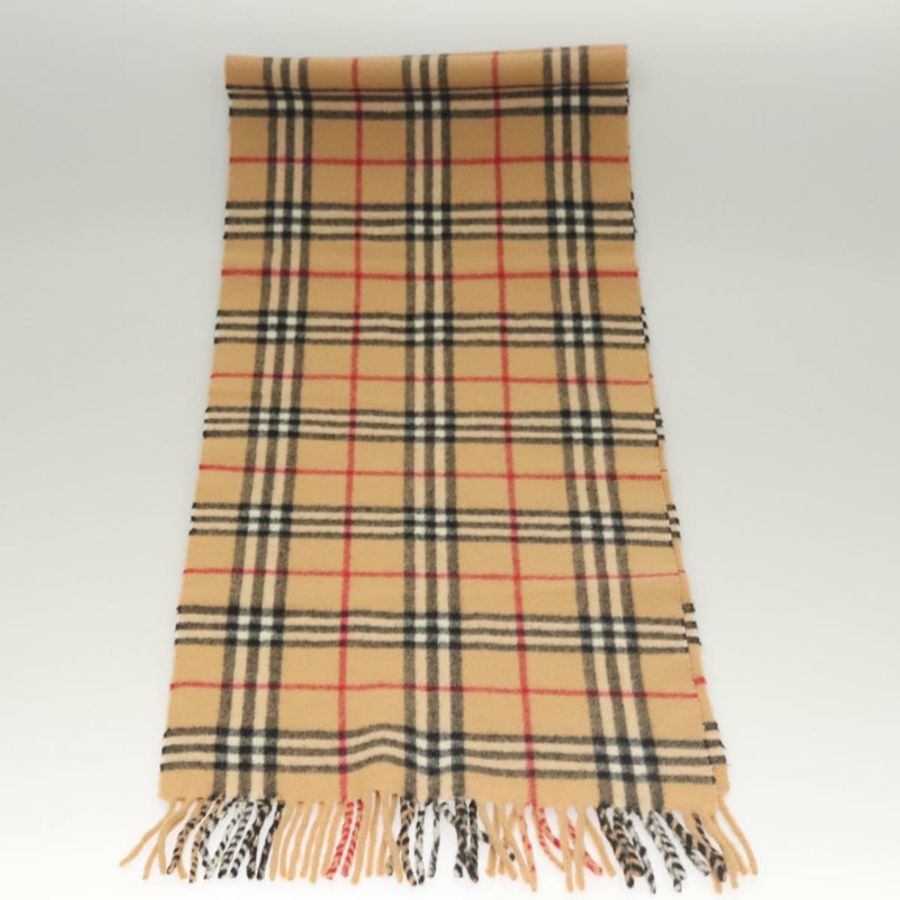 【日本直送】BURBERRY Nova 格紋圍巾 羊絨米色 正品 am8281-3