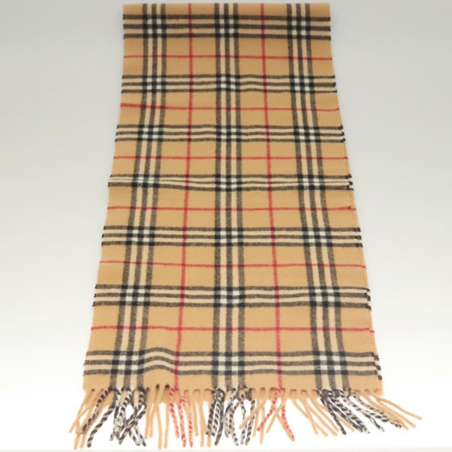 【日本直送】BURBERRY Nova 格紋圍巾 羊絨米色 正品 am8281-4