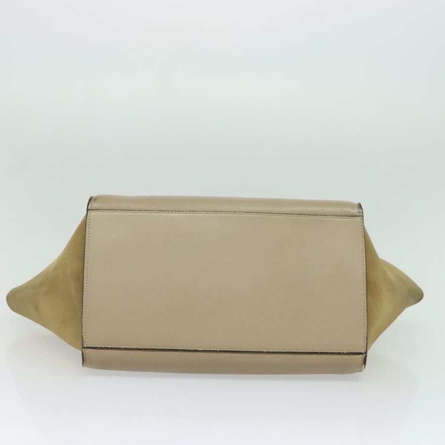 【日本直送】CELINE Trapeze 手提包 皮革 2way 米色 銀色 Auth hk2502-4