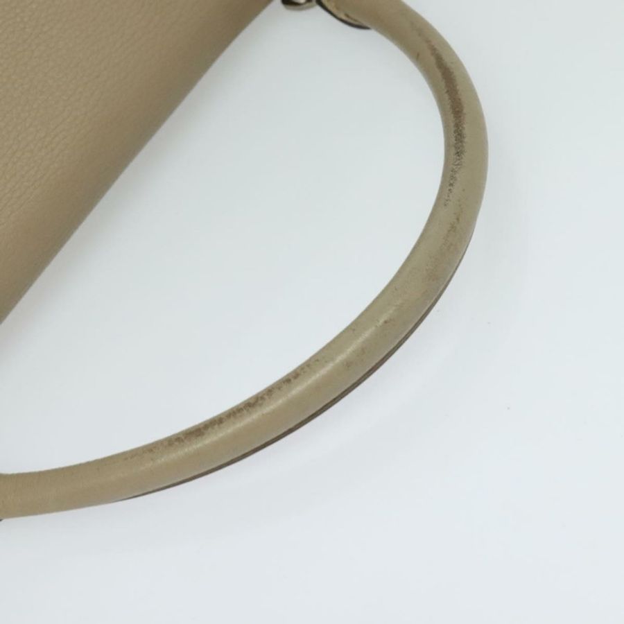 【日本直送】CELINE Trapeze 手提包 皮革 2way 米色 銀色 Auth hk2502-6