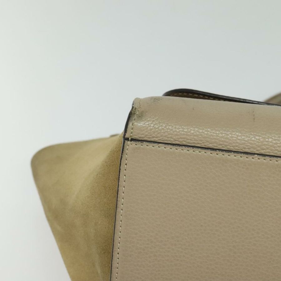 【日本直送】CELINE Trapeze 手提包 皮革 2way 米色 銀色 Auth hk2502-8