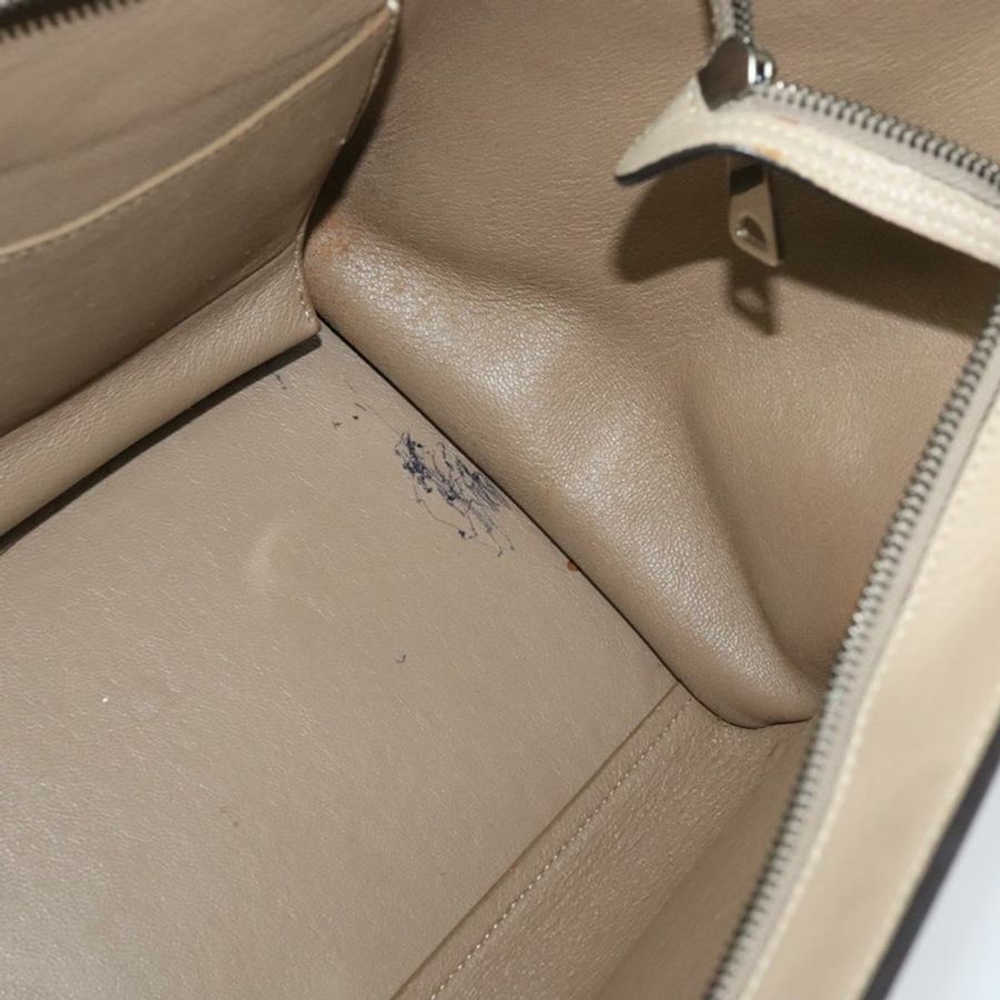 【日本直送】CELINE Trapeze 手提包 皮革 2way 米色 銀色 Auth hk2502-10