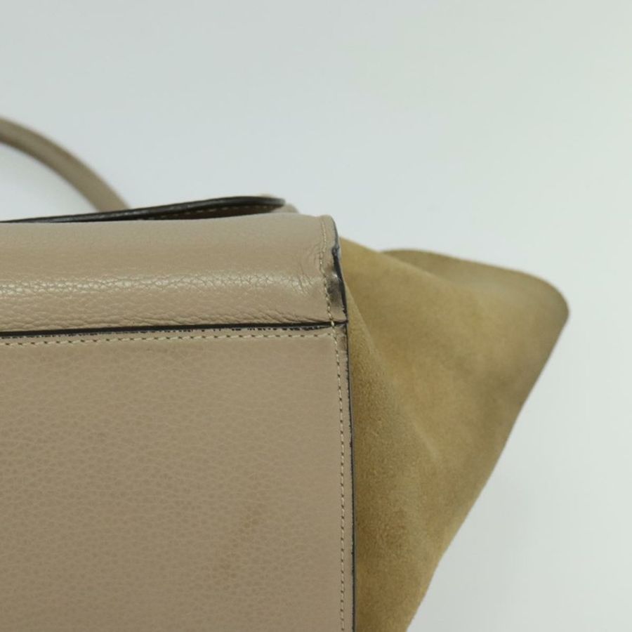 【日本直送】CELINE Trapeze 手提包 皮革 2way 米色 銀色 Auth hk2502-13