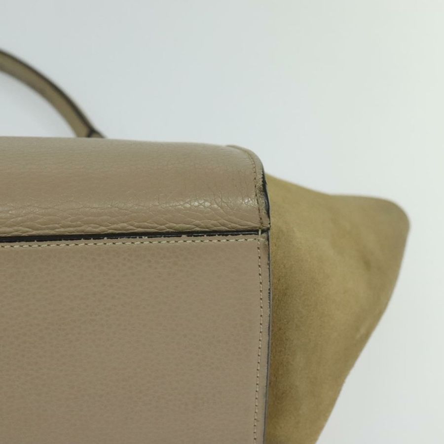 【日本直送】CELINE Trapeze 手提包 皮革 2way 米色 銀色 Auth hk2502-15