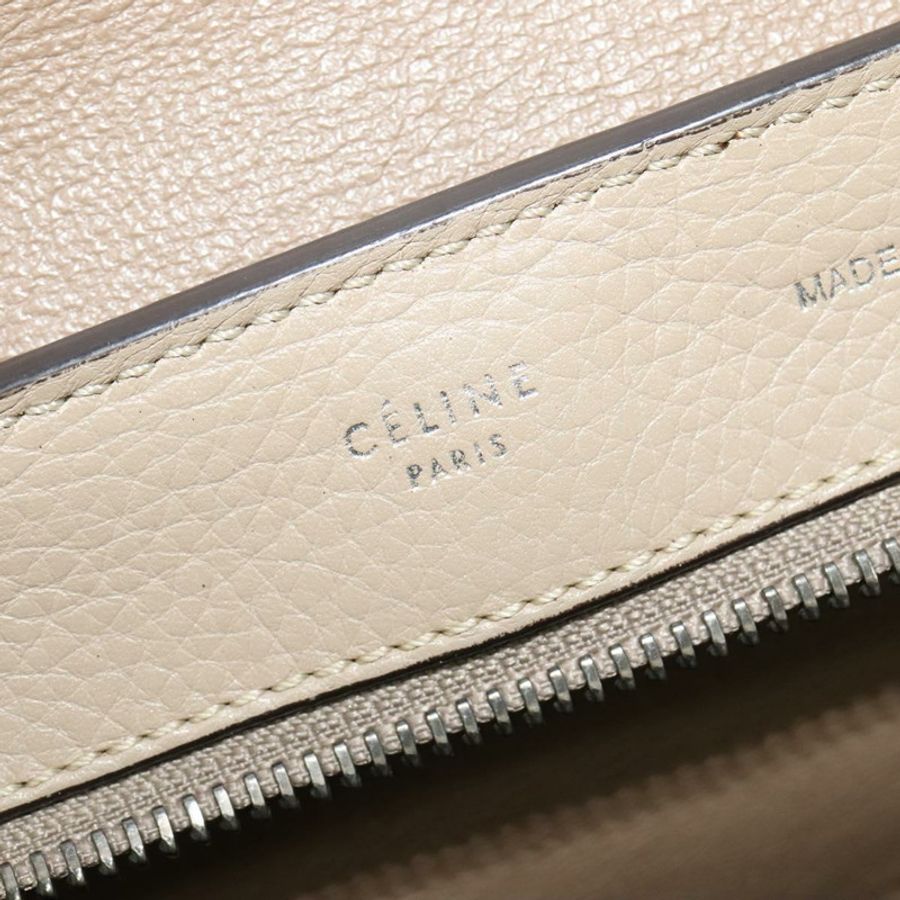 【日本直送】CELINE Trapeze 手提包 皮革 2way 米色 銀色 Auth hk2502-18