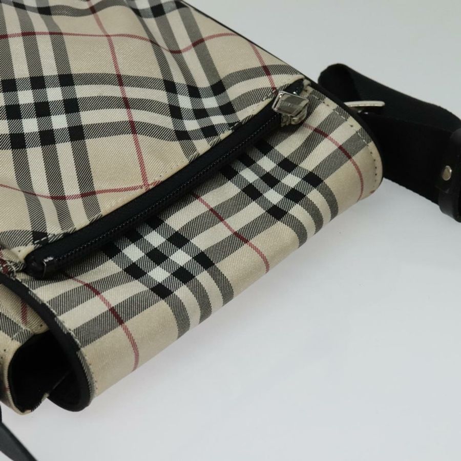 【日本直送】BURBERRY Nova 格紋藍標單肩包 尼龍 米色 銀色 正品 kk460-5