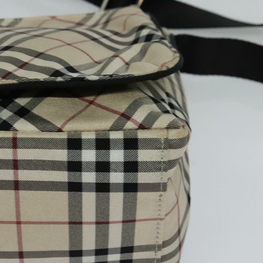 【日本直送】BURBERRY Nova 格紋藍標單肩包 尼龍 米色 銀色 正品 kk460-13