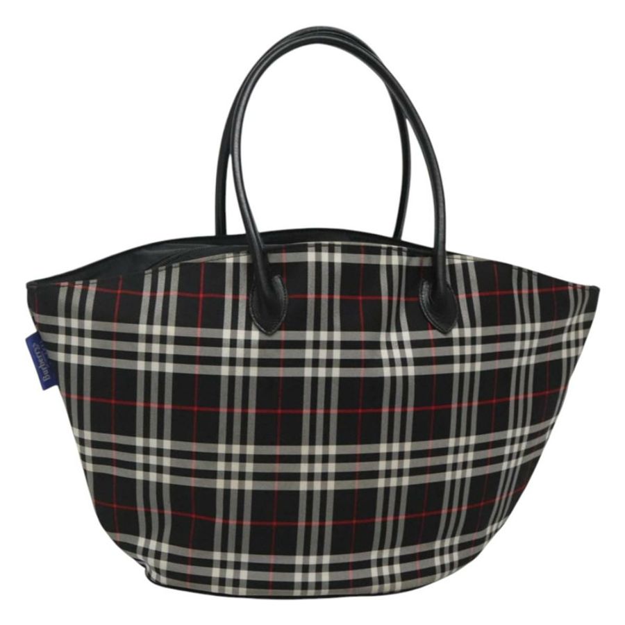 【日本直送】Burberrys Nova 格紋手提包 尼龍 黑色 銀色 正品 kk484-0