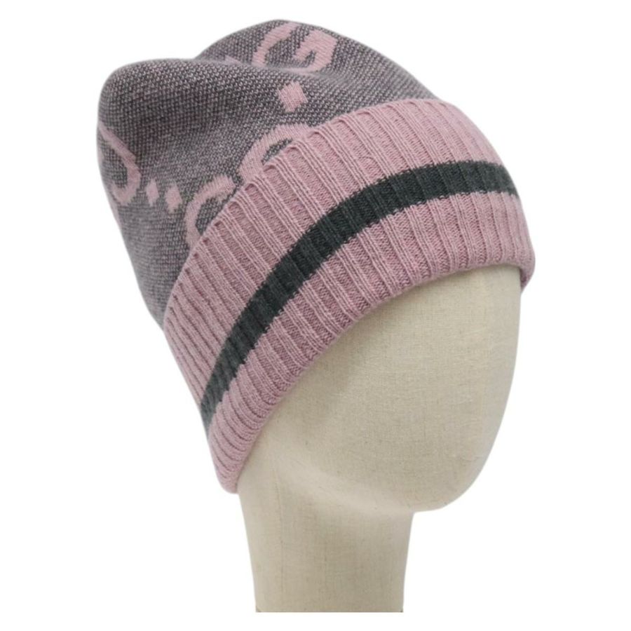 【日本直送】GUCCI GG帆布針織帽 羊絨色 M 粉紅色 676827 Auth am8353-0