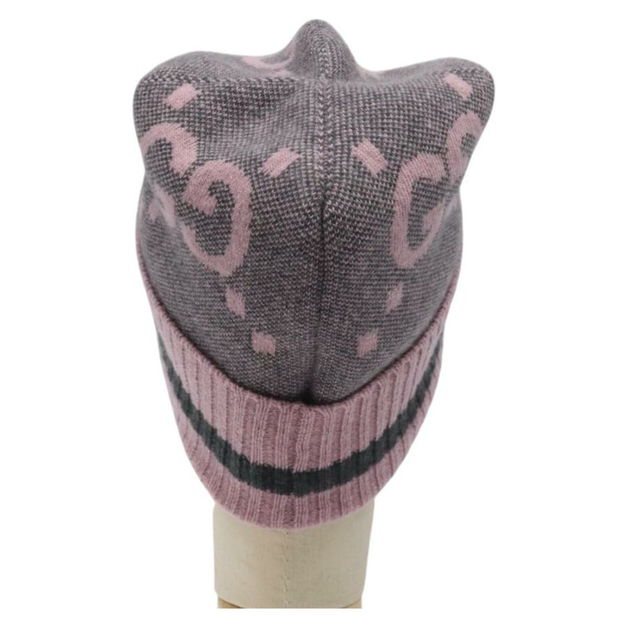 【日本直送】GUCCI GG帆布針織帽 羊絨色 M 粉紅色 676827 Auth am8353-1