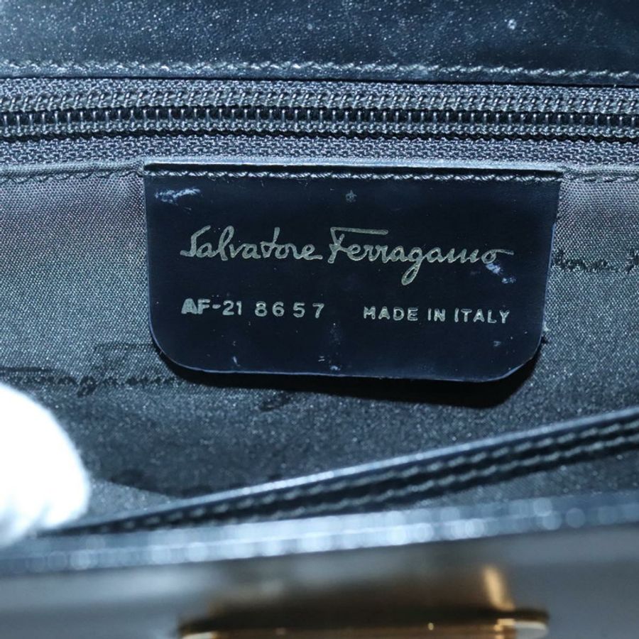 【日本直送】Salvatore Ferragamo Gancini 手提包 皮革 兩用 黑色 金色 正品 120978-11