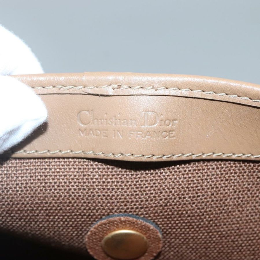 【日本直送】Christian Dior 蜂巢帆布手拿包 PVC 皮革 黑色 金色 正品 ac3813-11