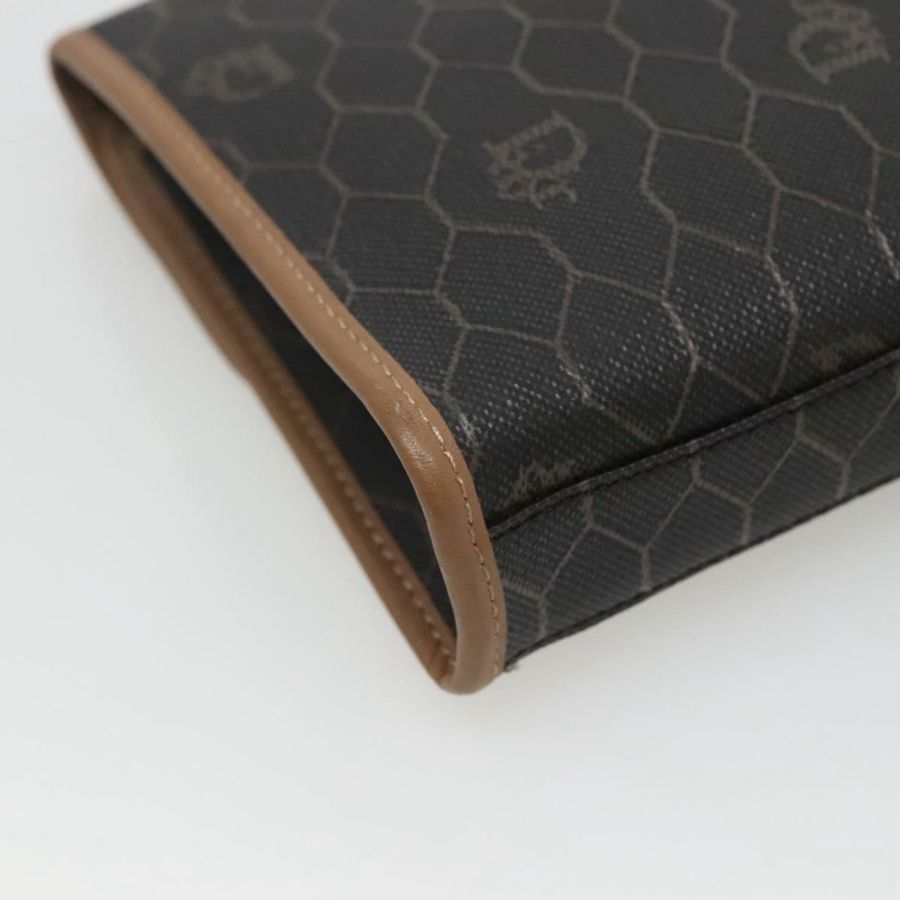 【日本直送】Christian Dior 蜂巢帆布手拿包 PVC 皮革 黑色 金色 正品 ac3813-14