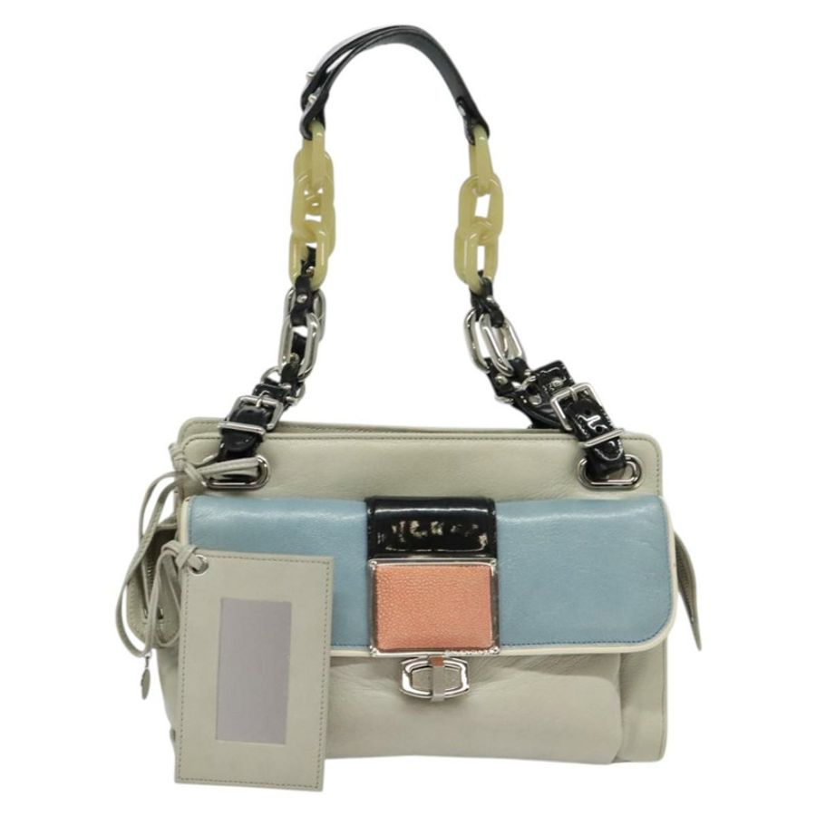 【日本直送】BALENCIAGA 灰色銀色皮革肩背包 正品 121412-0