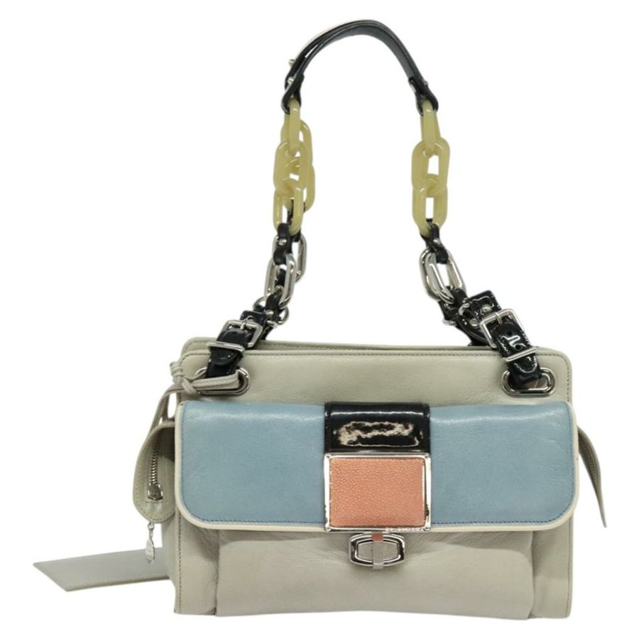 【日本直送】BALENCIAGA 灰色銀色皮革肩背包 正品 121412-12
